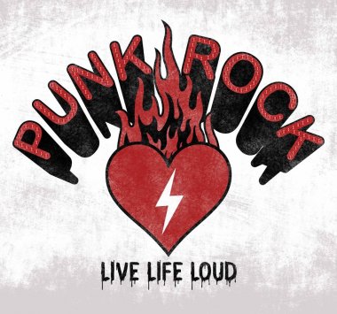 Beyaz arka plan üzerinde izole t-shirt için rock sloganı punk rock ile moda grafik tasarım