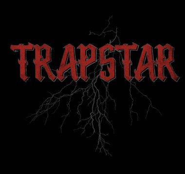 rock slogan Trapstar t-shirt için siyah arka plan üzerine moda grafik tasarım
