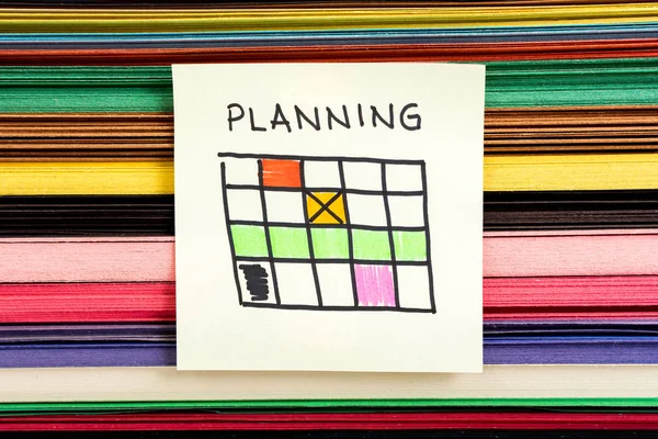 Planificación Calendario Concepto Ilustración Con Colores Papel Fondo —  Fotos de Stock