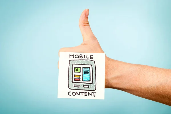 Como concepto de contenido móvil en la mano — Foto de Stock