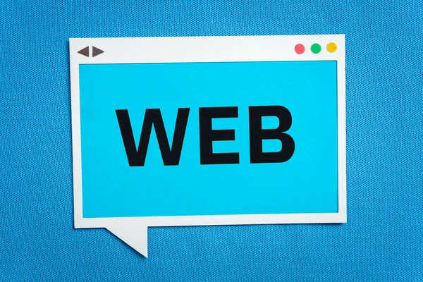 Webbapp banner koncept. Speech bubbla och skärm enhet gjort kvickt Royaltyfria Stockfoton