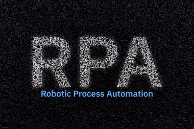 Kablo arka planında Rpa Robotik işlem otomasyon işareti.