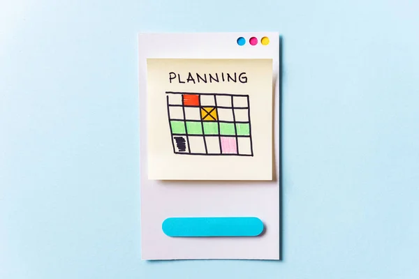 Tiempo de planificación, concepto de resoluciones 2020. Tarjeta de papel con illu —  Fotos de Stock