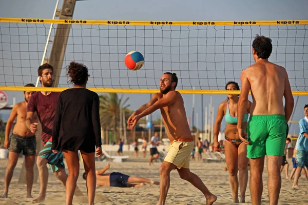 Barselona bölgesindeki oynayanlar plaj voleybolu