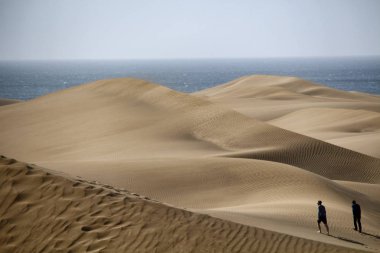 Sahra Çölü ve Atlantik Okyanusu ile Maspalomas dunes içinde belgili tanımlık geçmiş-Gran Canaria içinde
