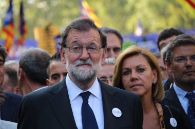 Mariano Rajoy, president of spanish government, at manifestation against terrorism clipart