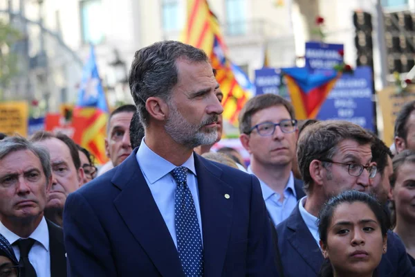 Terörizme karşı protesto İspanya Felipe VI Kral