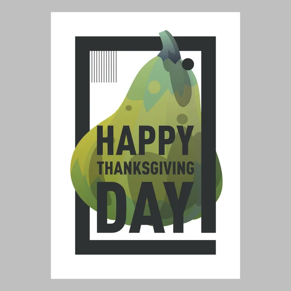 Happy thanksgiving day groene pompoen postkard. Herfstvakantie. — Stockvector