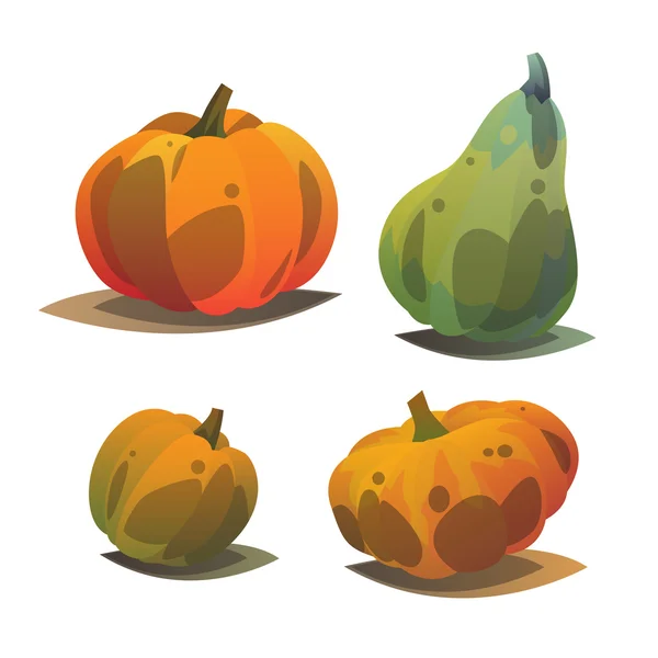 Verschillende oranje punpkin set. Herfst harves. Vakantie. — Stockvector