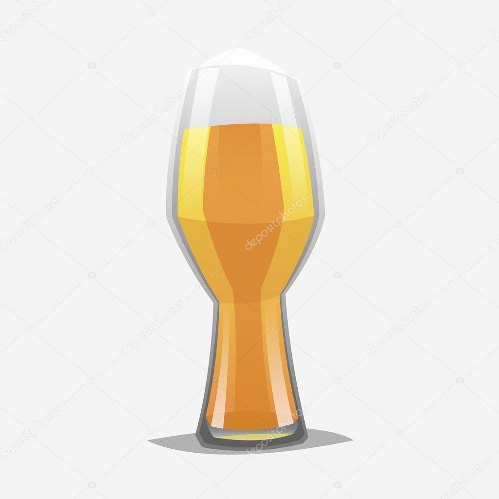 Realistic color cartoon style craft beer glass.