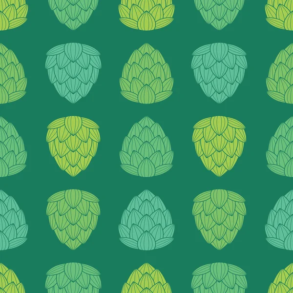 Seamless pattern with flat style green color hops. — Stockový vektor