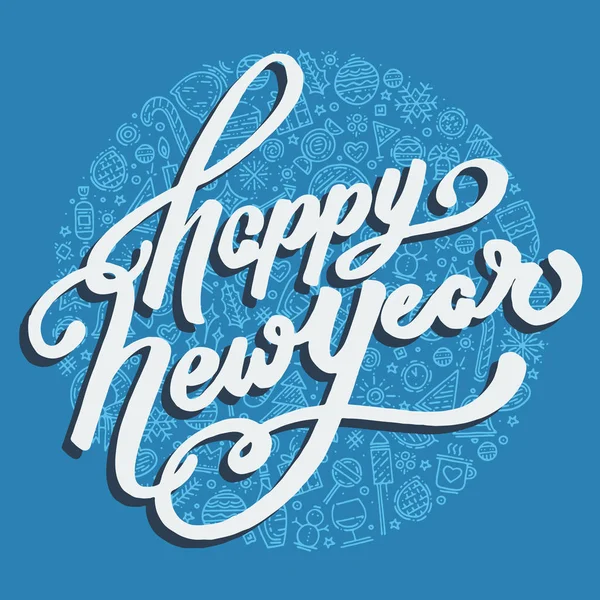 Feliz Año Nuevo letras sobre fondo azul — Vector de stock