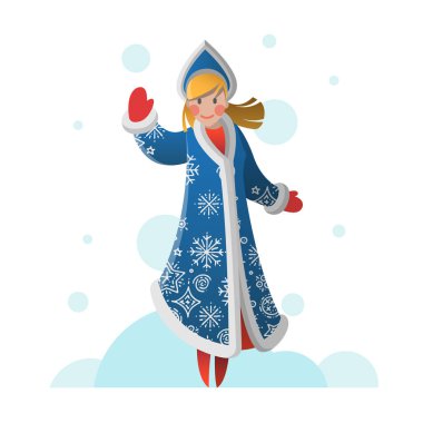 Karikatür kar Maiden ile yeni yıl tebrik kartı