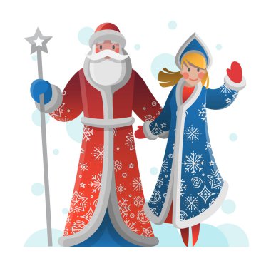 Peder Frost ve Kar Kızıyla Yeni Yıl tebrik kartı