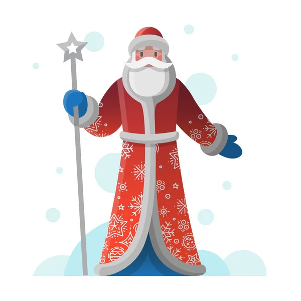 Biglietto di auguri di Capodanno con cartone animato Father Frost — Vettoriale Stock