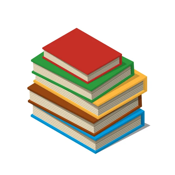 Set of books and tutorials. Isometric flat vector. — Stock Vector