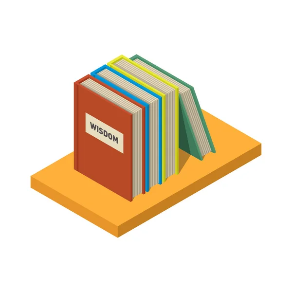 Conjunto de libros y tutoriales. Vector plano isométrico . — Vector de stock