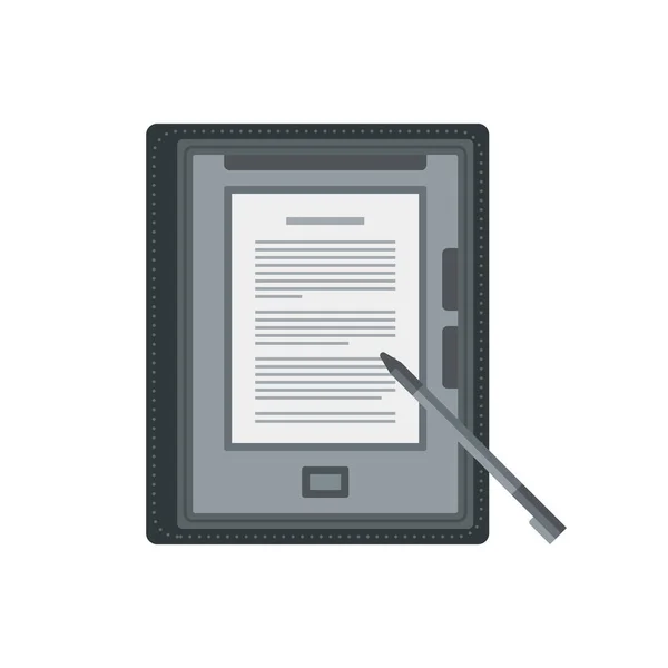 Livre électronique mobile avec stylet icône isolée . — Image vectorielle