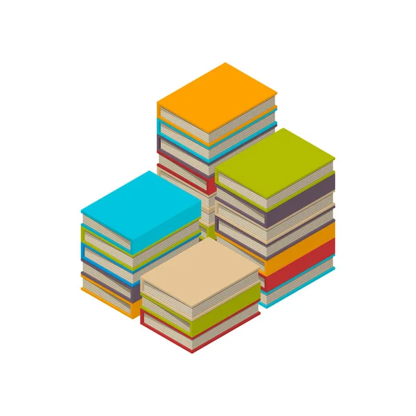 Un gran conjunto de libros, tutoriales. Vector plano isométrico — Vector de stock