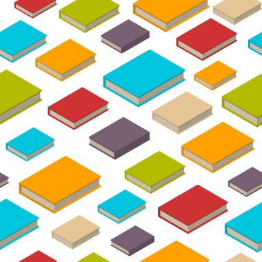 Dikişsiz desen kitap. İzometrik düz stil.