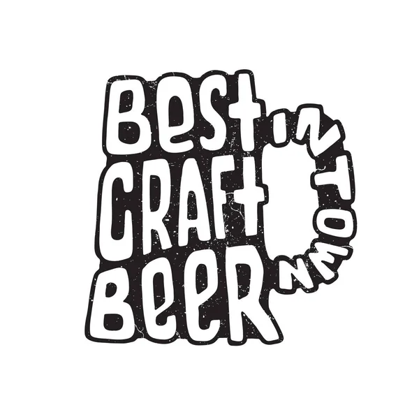 Letras dibujadas a mano mejor cerveza artesanal en vidrio . — Vector de stock