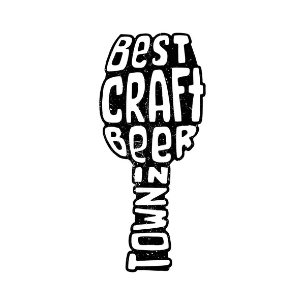 Letras dibujadas a mano mejor cerveza artesanal en vidrio . — Vector de stock