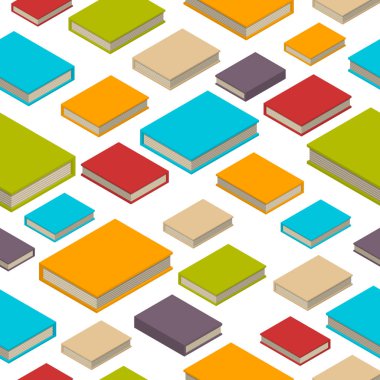 Dikişsiz desen kitap. İzometrik düz stil.