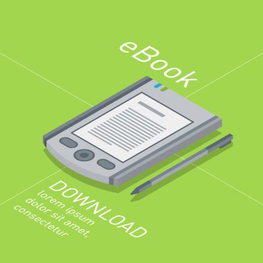 Elektronik kitap simgesi. İzometrik düz vektör