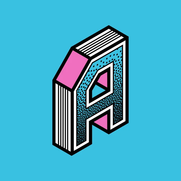 Lettre de style rétro A. Couleur cyan et magenta . — Image vectorielle