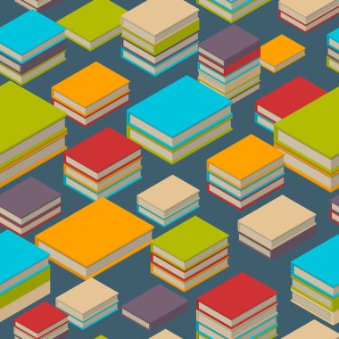 Dikişsiz desen kitap. İzometrik düz stil.