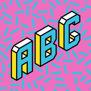 Retro tarzı harfi A. mavi ve kırmızı renk.