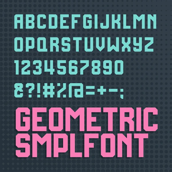 Retro style alphabet font. Cyan and magenta colour — Stock Vector