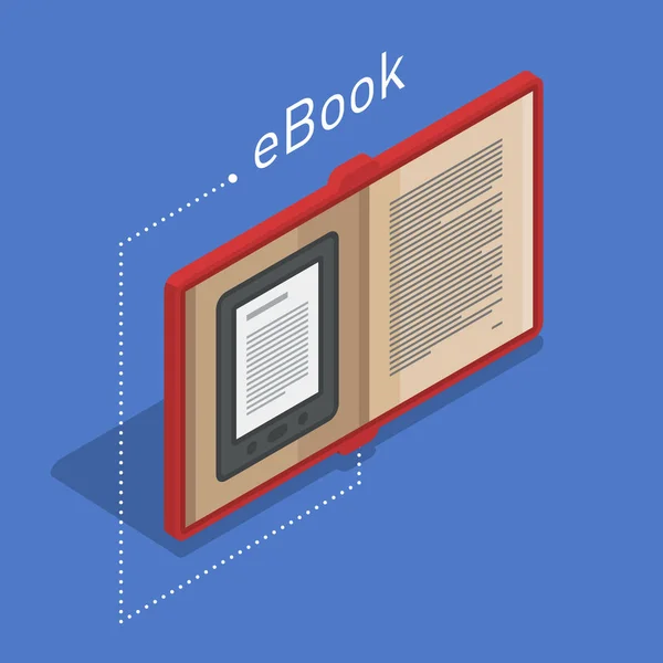Ikonen för elektroniska böcker. Isometrisk platt vektor — Stock vektor