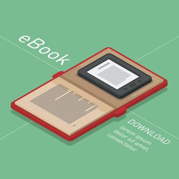 Icono de libros electrónicos. Vector plano isométrico — Vector de stock