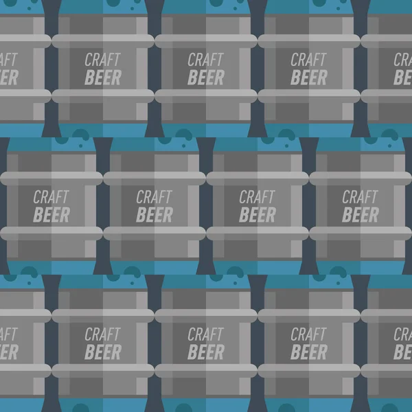 Naadloze patroon met ambachtelijke bier vaatjes. — Stockvector