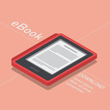 Elektronik kitap simgesi. İzometrik düz vektör