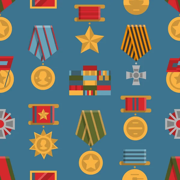 Médailles d'attribution publique motif sans couture . — Image vectorielle