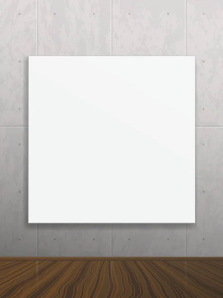 Cartel realista de maqueta en blanco en la pared de hormigón . — Vector de stock