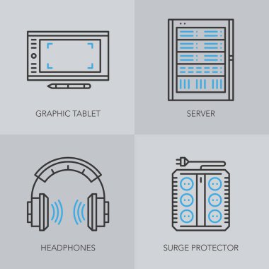 İş için detaylı ince çizgi simgeler.