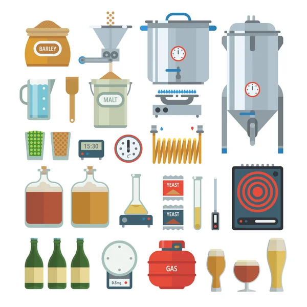 Предмети домашнього процесу пивоваріння . — стоковий вектор
