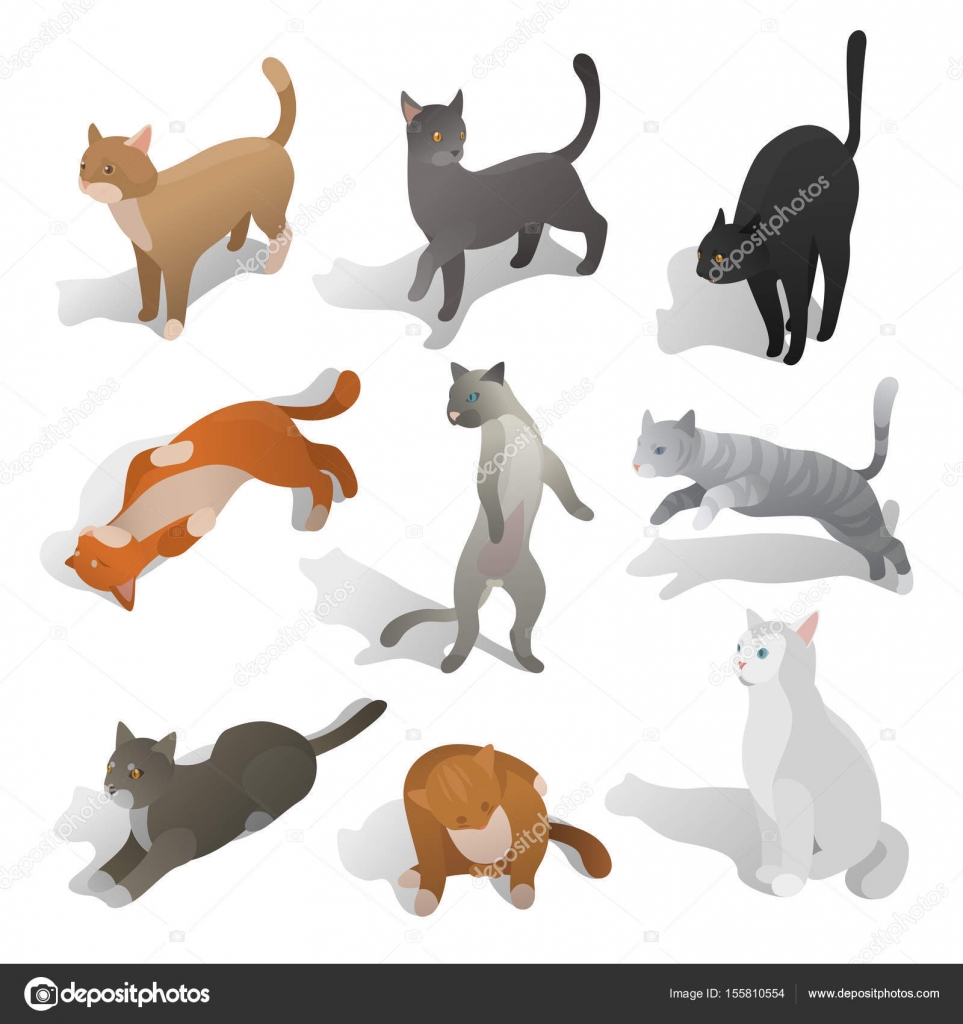 Vetores de Corrida Dos Desenhos Animados Conjunto De Gatos e mais