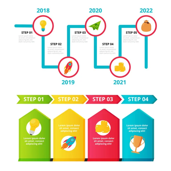 Milestone, modelos de linha do tempo — Vetor de Stock