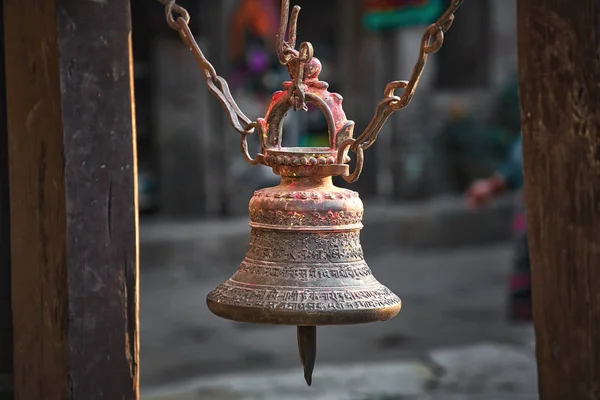 Big bronze bell in a hindu temple
