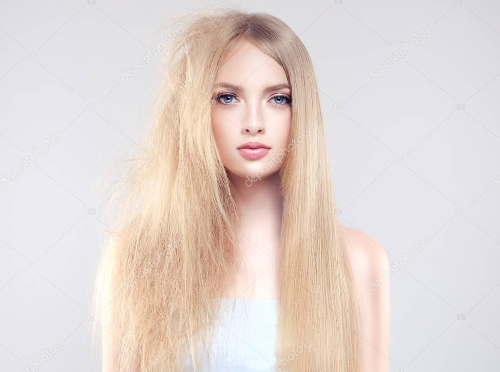 woman with smooth and unbrushed hair