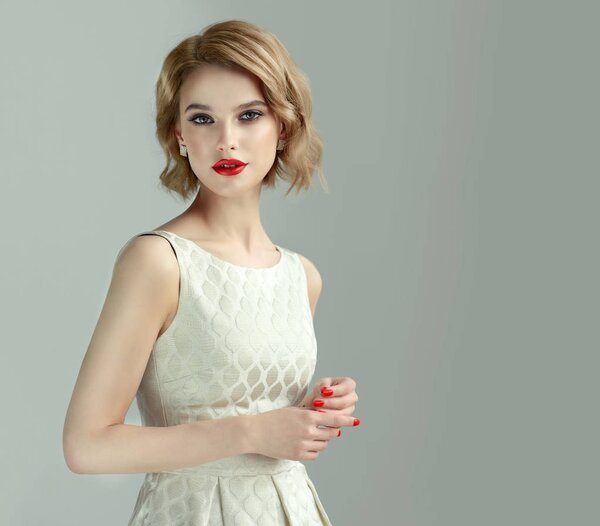  girl with  short wavy hair