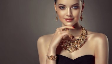 Woman in a necklace with ring clipart