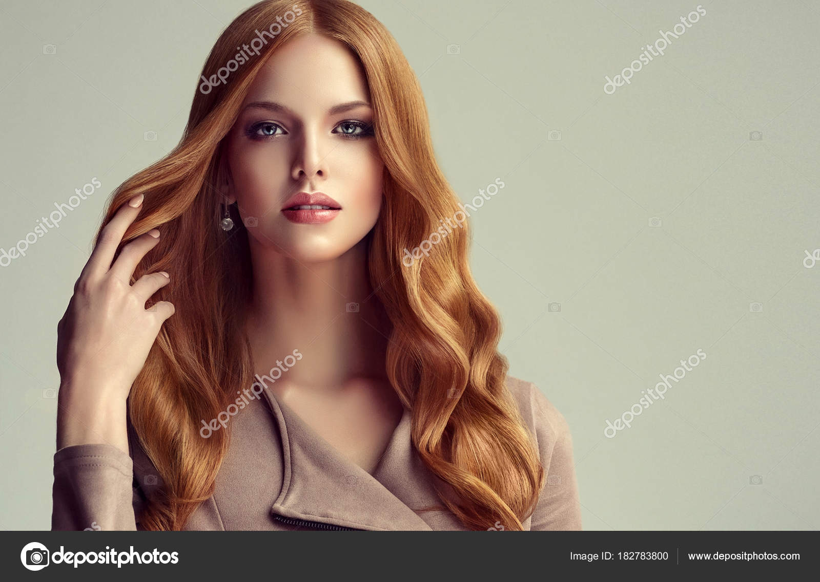 Red Hair Girl Long Shiny Curly Hair Beautiful Model Woman Stock Photo By Sofia Zhuravets