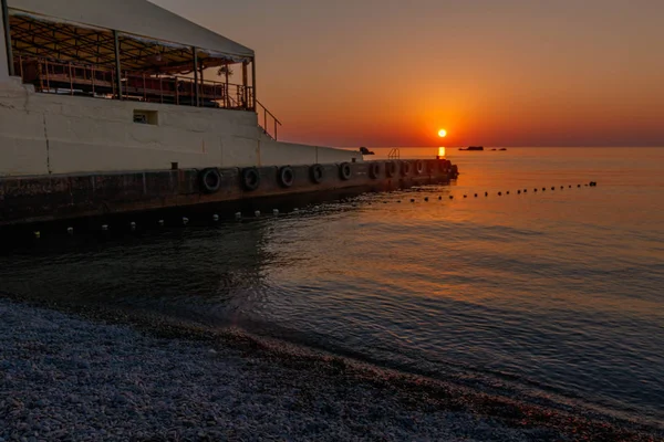 Svítání Břehu Černého Moře Svítání Pláži Vesnice Utes Krym — Stock fotografie