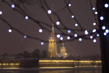 Peter-Pavel'ın kale / Peter ve Paul Fortress kışın, St. Petersburg, Rusya Federasyonu