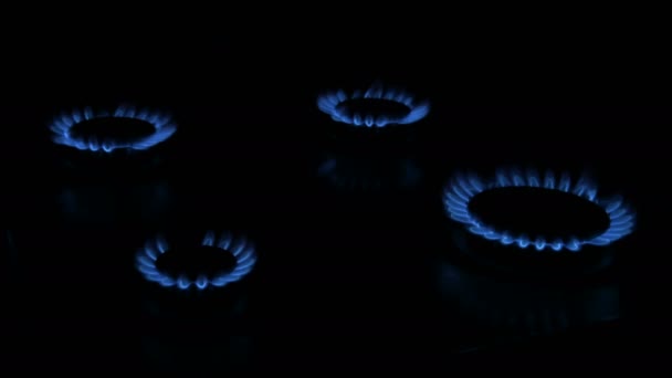 Blue Gas Flame di Stove — Stok Video